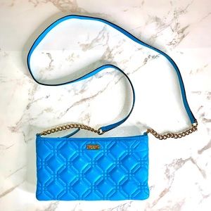 Kate Spade Astor Court Presley Quilted Blue Leather Crossbody Purse